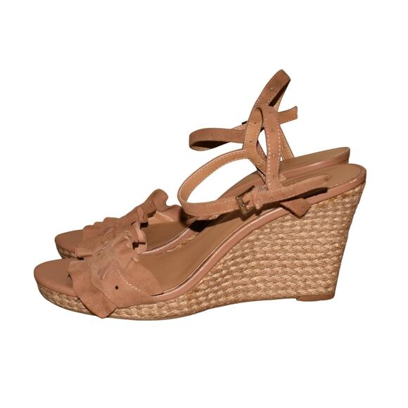 JACK ROGERS $158 Vale Suede Wedge Sandal‎ Brown 8.5 M - Picture 3 of 6